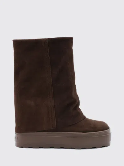 Casadei Boots Woman Color Brown In Animal Print