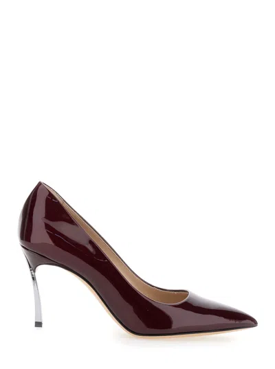 Casadei Bordeaux Pumps With High Stiletto Heel In Patent Leather Woman In Burgundy