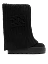 Casadei Tricot Wool Boots In Black