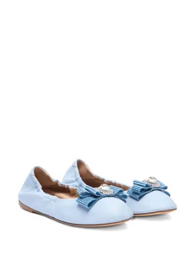 Casadei Bow-detail Ballet Flats In Blue