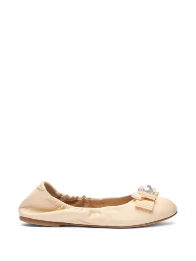Casadei Bow-detail Ballet Flats In Neutral