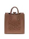 Casadei Braided-handle Cut-out Tote Bag In Brown