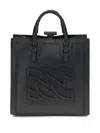 Casadei Braided-handle Embossed-logo Tote Bag In Black