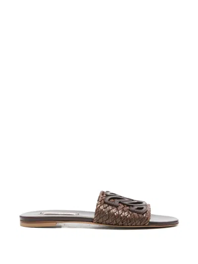 Casadei Braided Sandals In Brown