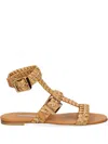Casadei Braided-strap Flat Sandals In Neutrals