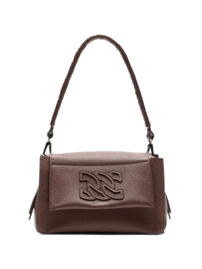 Casadei Brera Demetra Embossed Shoulder Bag In Black