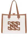Casadei Brown Canvas And Leather Tote