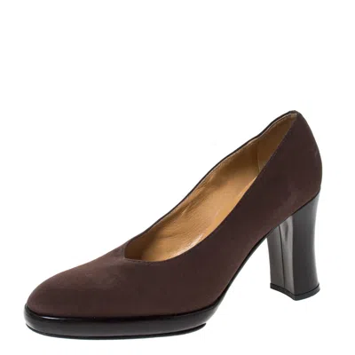 Casadei Brown Fabric Platform Pumps