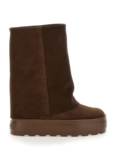 Casadei Brown Folded Ankle Boots