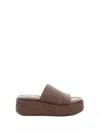 Casadei Brown Leather Platform Slipper In Brown