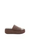 Casadei Brown Leather Platform Slipper In Brown