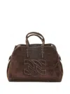 Casadei Park Avenue Double Handle Bag In Cocoa Suede In Brown