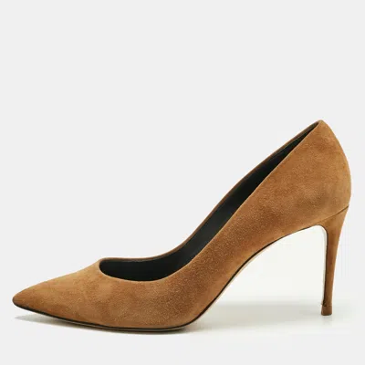 Casadei Brown Suede Pointed Toe Pumps