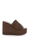 Casadei Brown Wedges With Almond Toe And Woven Design
