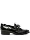 Casadei Buckle-embellished Patent Leather Loafers In Schwarz