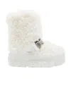 Casadei Buckled Faux-fur Boots In White