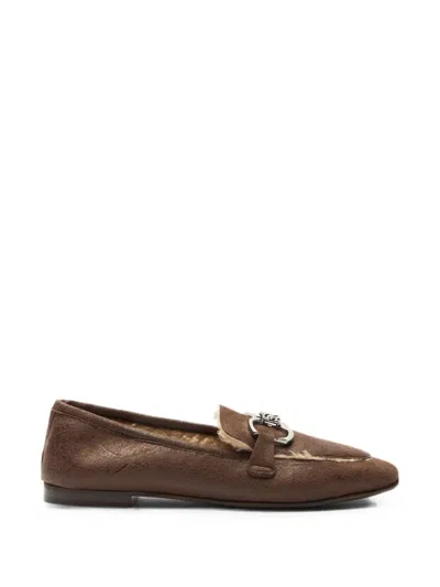 Casadei Bufaland Chain-detail Loafers In Brown