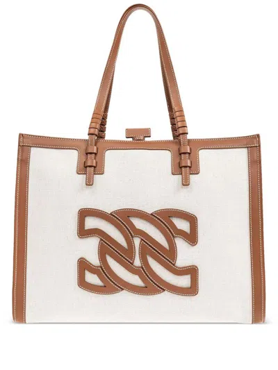 Casadei Canvas And Leather Tote Bag