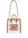 Casadei Canvas And Leather Tote Handbag With Zip Closure In Brown