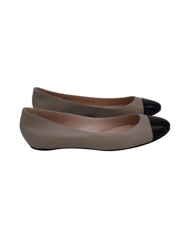 Casadei Cap Toe Ballet Flats In Nude Leather In Beige