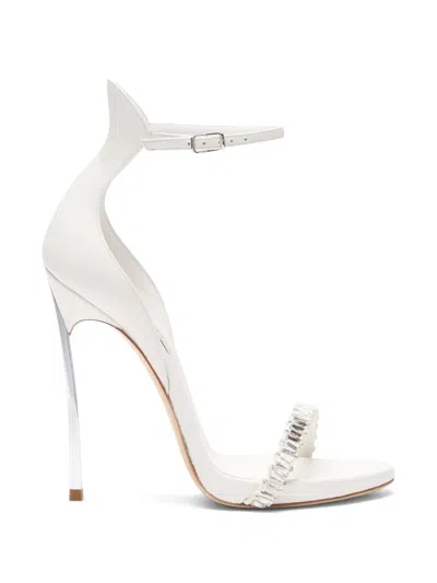 Casadei Cappa Blade Heaven Rhinestones Sandals In White