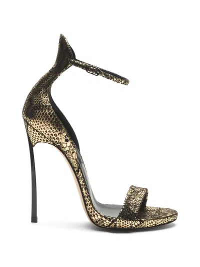 Casadei Cappa Blade Python-effect Sandals In Gold