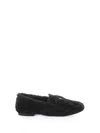 Casadei Shearling Slip-on Loafers In Black