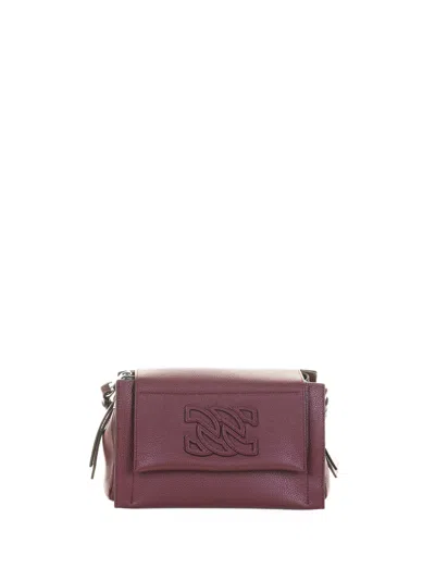 Casadei Cherry Leather Shoulder Bag In Burgundy