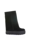 Casadei Black Boots With Turn-up With Platform In Suede Woman In Black