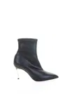 Casadei Metallic-heel Pointed-toe Boots In Black