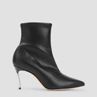 Casadei Casual Leather Blade Bootie With 8cm Heel In Black