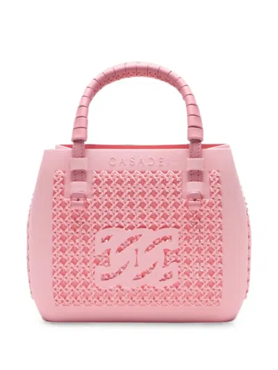 Casadei C-chain 3d-textured Shoulder Bag In Pink