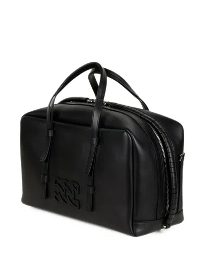 Casadei C-chain Logo-patch Tote Bag In Black