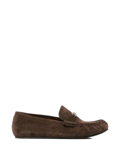 Casadei C-chain Suede Loafers In Brown