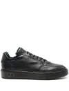 Casadei Textured Black Leather Low-top Sneakers With Fur Lining In Black