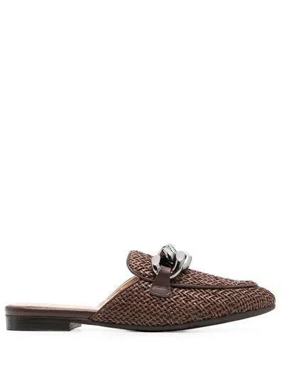 Casadei Chain-detail Slip-on Mules In Brown