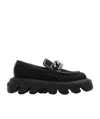 Casadei Chain-link Mesh Leather Loafers In Black