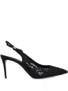 Casadei Chanel Liber Tiff Lace Slingback Pumps In Black