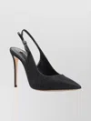 Casadei Chanel Triniton Slingback Pointed Toe Pumps In Black