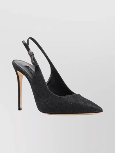 Casadei Chanel Triniton Slingback Pointed Toe Pumps In Black