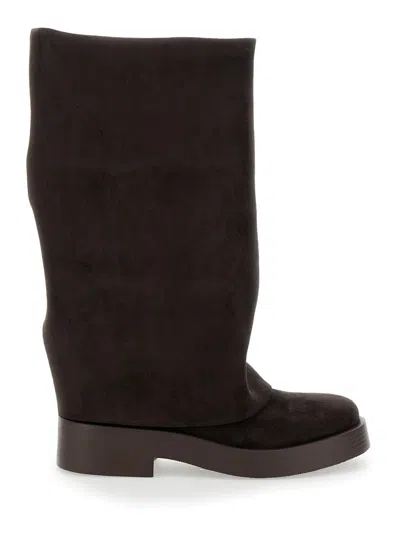 Casadei Charlie Brown Multi-layer Boots In Suede Woman