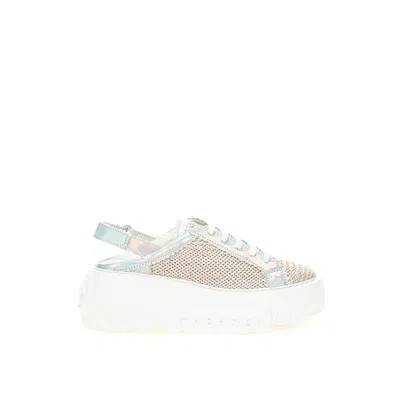 Casadei Chic Leather Sneakers For The Women's Style-conscious In Beige