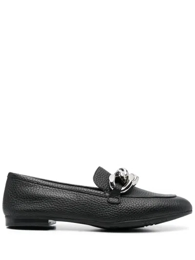 Casadei Chunky Chain-link Leather Loafers In Black