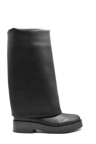 CASADEI CHUNKY HEEL BLACK ANKLE BOOTS