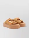 Casadei Chunky Sole Double Buckle Platform Sandals In Orange