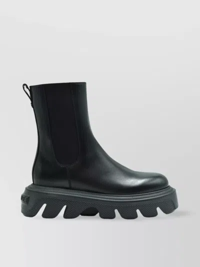 Casadei Chunky Sole Round Toe Ankle Boots In Black
