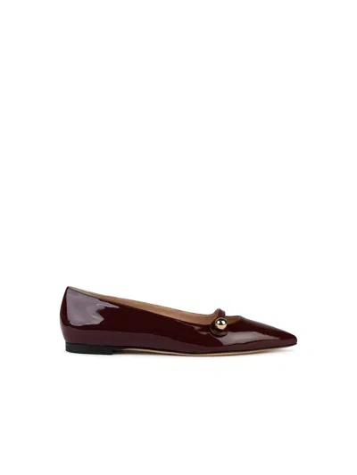 Casadei Cleo Burgundy Shiny Leather Ballet Flats In Bordeaux