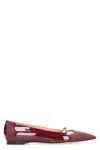 Casadei 'cleo' Shiny Leather Ballet Flats In Red
