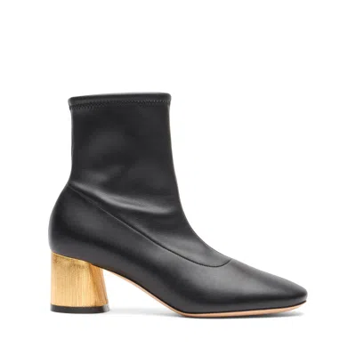Casadei Cleo Opera - Woman Ankle Boots Black And Tacco Gold 40