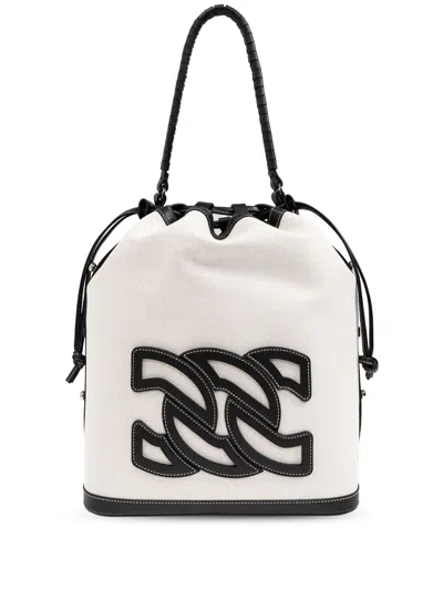 CASADEI COTTON-CANVAS BUCKET BAG